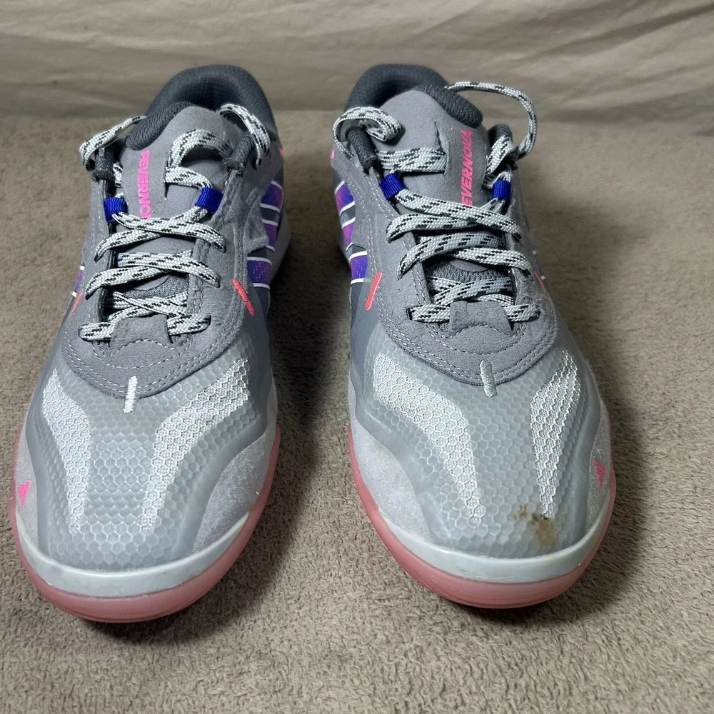 Adidas Fevernova IC Indoor Soccer Shoes Grey Pink IG3148 Mens 7‎ Womens 8